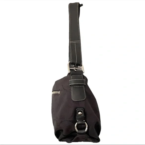 VTG Y2K COACH Signature Jacquard East West Shoulder Bag Purse Monochrome Black - Picture 4 of 14